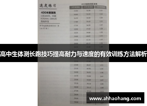 高中生体测长跑技巧提高耐力与速度的有效训练方法解析